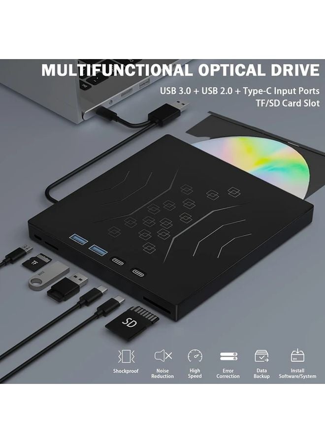 7 In 2 External DVD Drive USB 3 0 Type C Portable CD DVD Burner For Windows Mac PC Laptop - Image 1